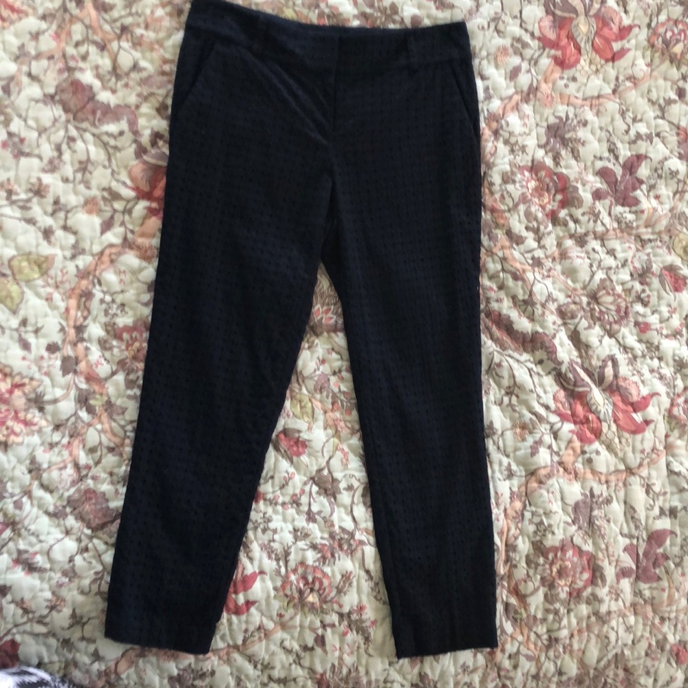 Loft navy eyelet ankle pants